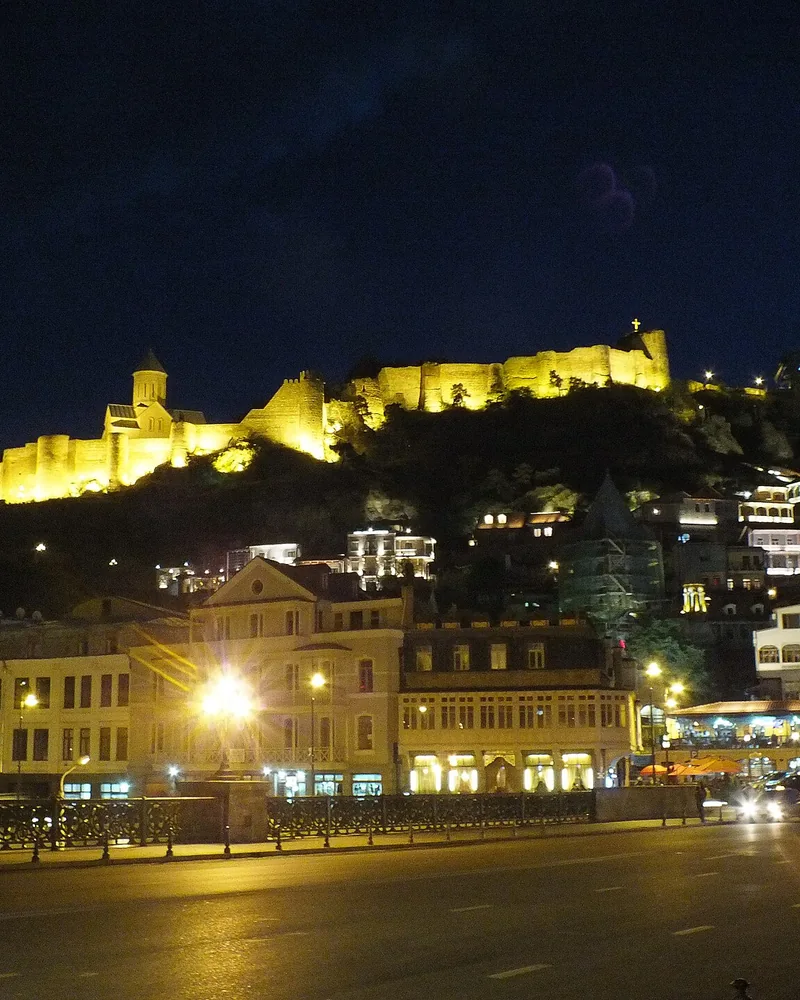 Narikala Fortress and Tbilisi at night, Georgia